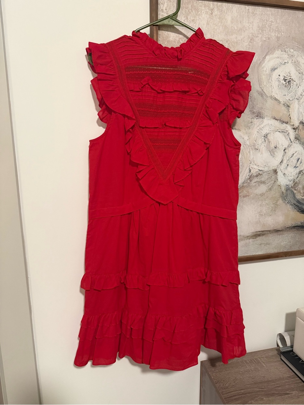 Pomander Place Red Ruffled Sleeveless Dress